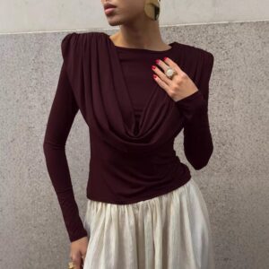 Burgundy Draped Elegance Top