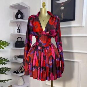 Bloom Luxe Floral Pleated Mini Dress