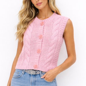 Pink Blossom Knit Vest