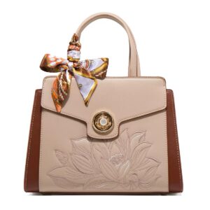 Lotus Elegance Structured Top Handle Bag